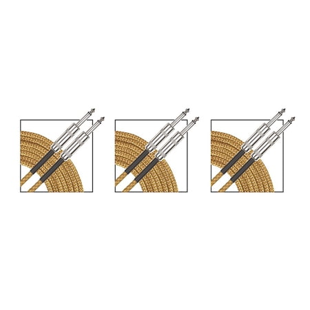 Musician's Gear Standard Instrument Cable, 20' 3-Pack - Gold Tweed