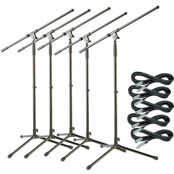 Musician's Gear Tripod Mic Stand With 20' Mic Cable 5-Pack