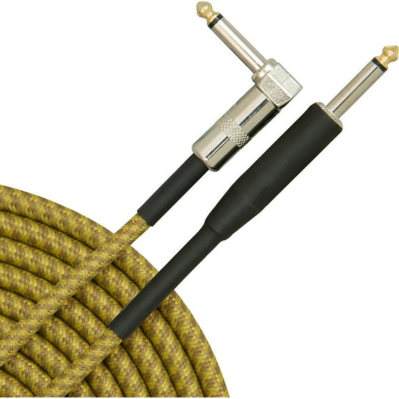 Musician's Gear Tweed Right Angle Instrument Cable Gold 20 ft.