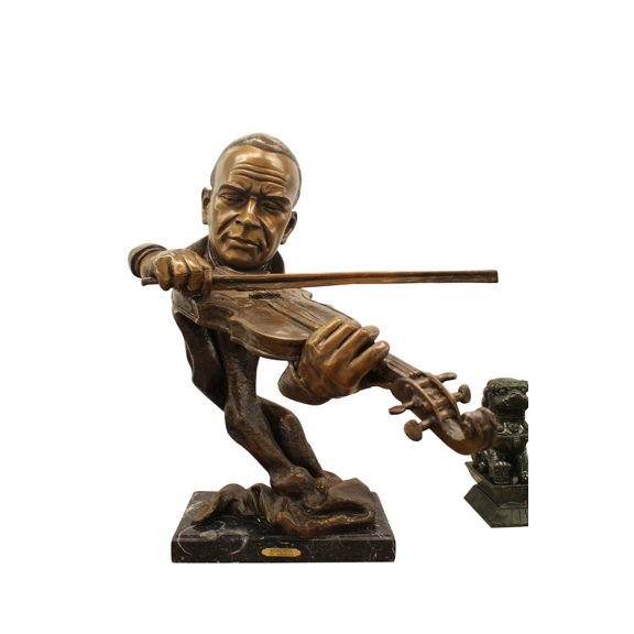 Nifao Musicista by Arnadia, Bust of Violin Musician Bronze Statue -  Home Office Decor Sculpture, 27"L x 16"W x 32"H