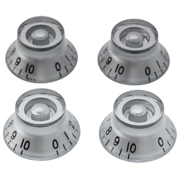 Musiclily Basic Metric Coarse 18-Spline Top Hat Bell Knobs Tone Volume Control Knobs for Epiphone LP SG Style Electric Guitar, Chrome (Set of 4)