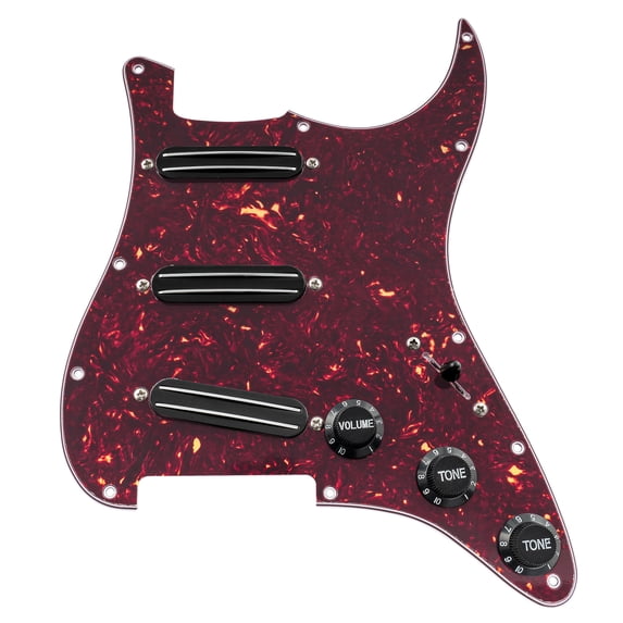 Musiclily Basic Pre-wired Loaded Standard ST-SSS Pickguard with Ceramic Magnet Dual Hot Rail Pickups Set for Strat Style Electric Guitar, 4Ply Tortoise Shell