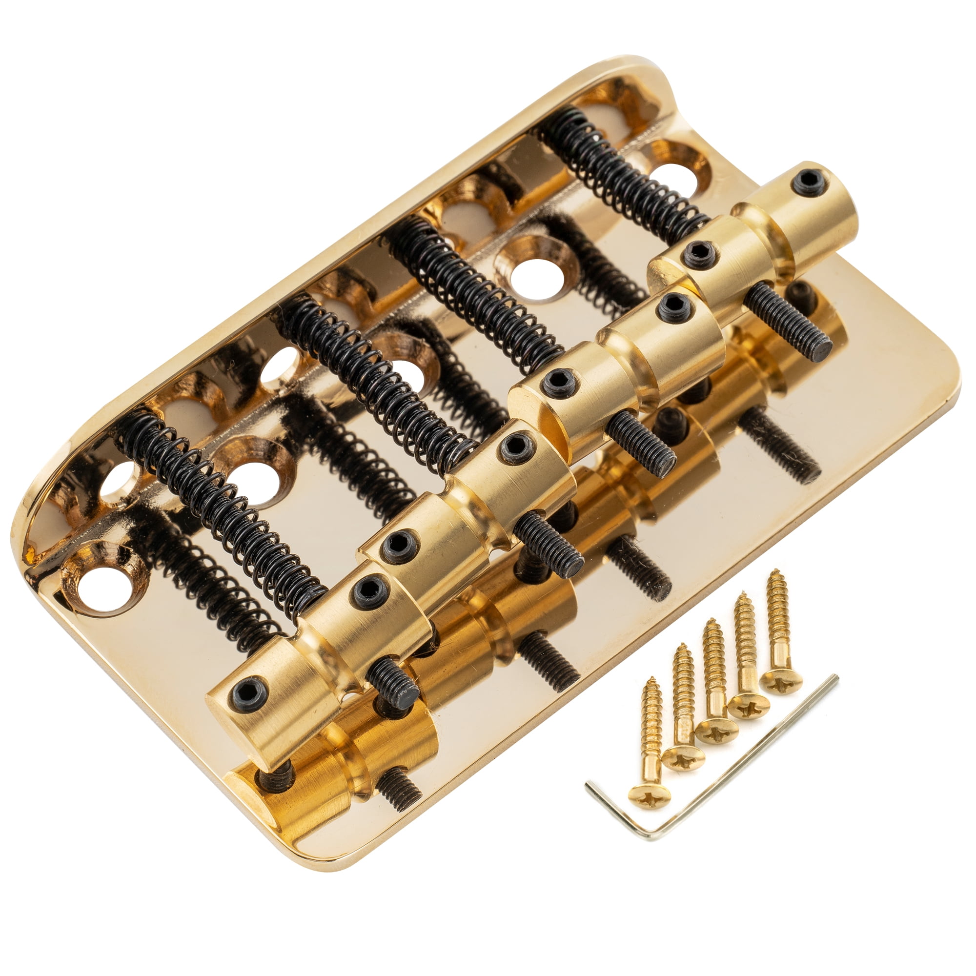Musiclily Pro 18mm 5-String Bass Bridge With Brass Saddles | Top-Loading Chrome Bridge For Precision/Jazz Bass