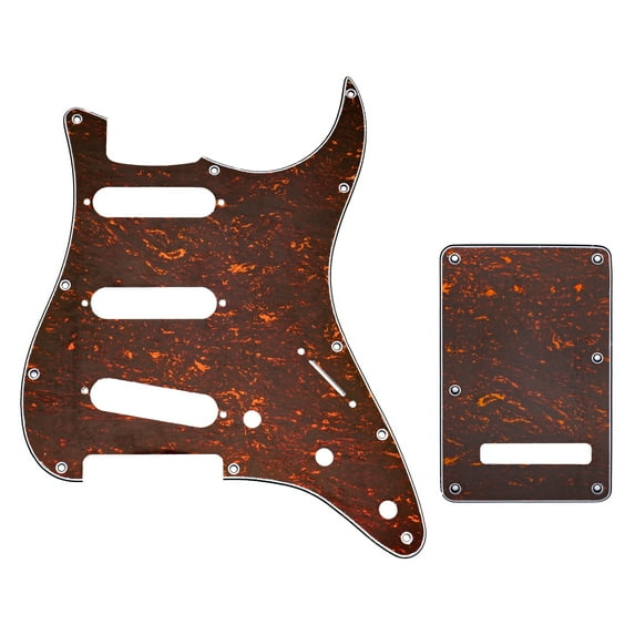 Musiclily Pro SSS 11-Hole Strat Guitar Pickguard and BackPlate Set for Fender USA/Mexican Standard Strat Modern Style, 4Ply Red Tortoise