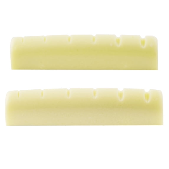 Musiclily Pro Urea Resin Plastic Slotted 43mm LP Style Guitar Nuts Flat Bottom for 6 String LP Style or Acoustic Guitar, Ivory (Set of 2)