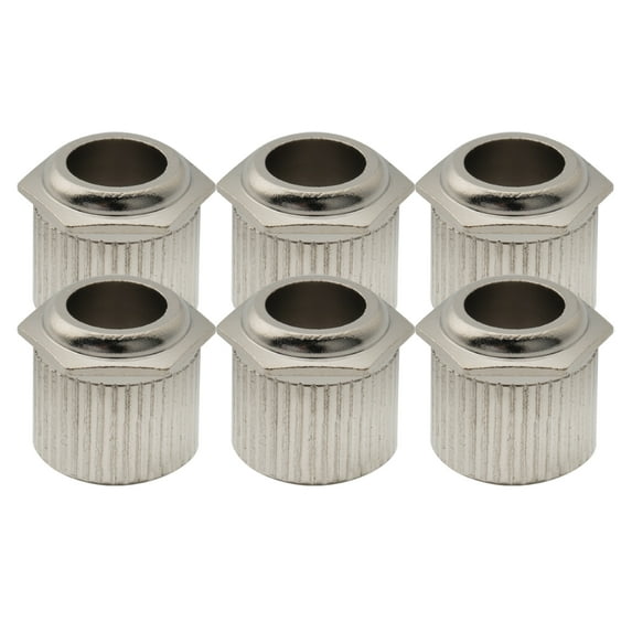 Musiclily Ultra Solid Brass 1/4 Inch to 10mm Vintage To Modern Sized Hex Guitar Tuner Conversion Bushings Tuning Pegs Adapter Ferrules, Nickel (Set of 6)