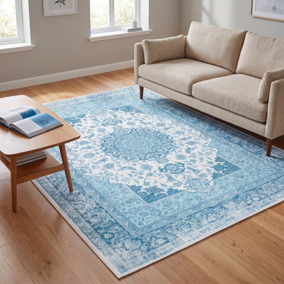 Musicwaker 4x6ft Vintage Washable Non-Slip Area Rug for Girls Bedroom Kitchen Laundry Room