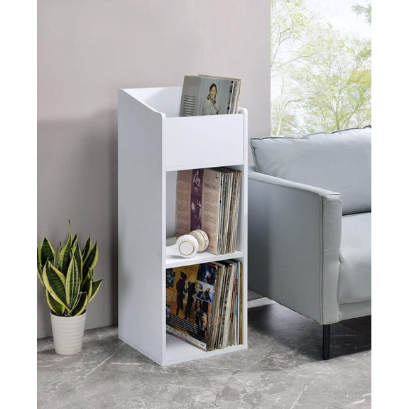 Musiea 240 Vinyl Record Storage Rack for Albums, Magazine Display, Book and Files Organizer (White)