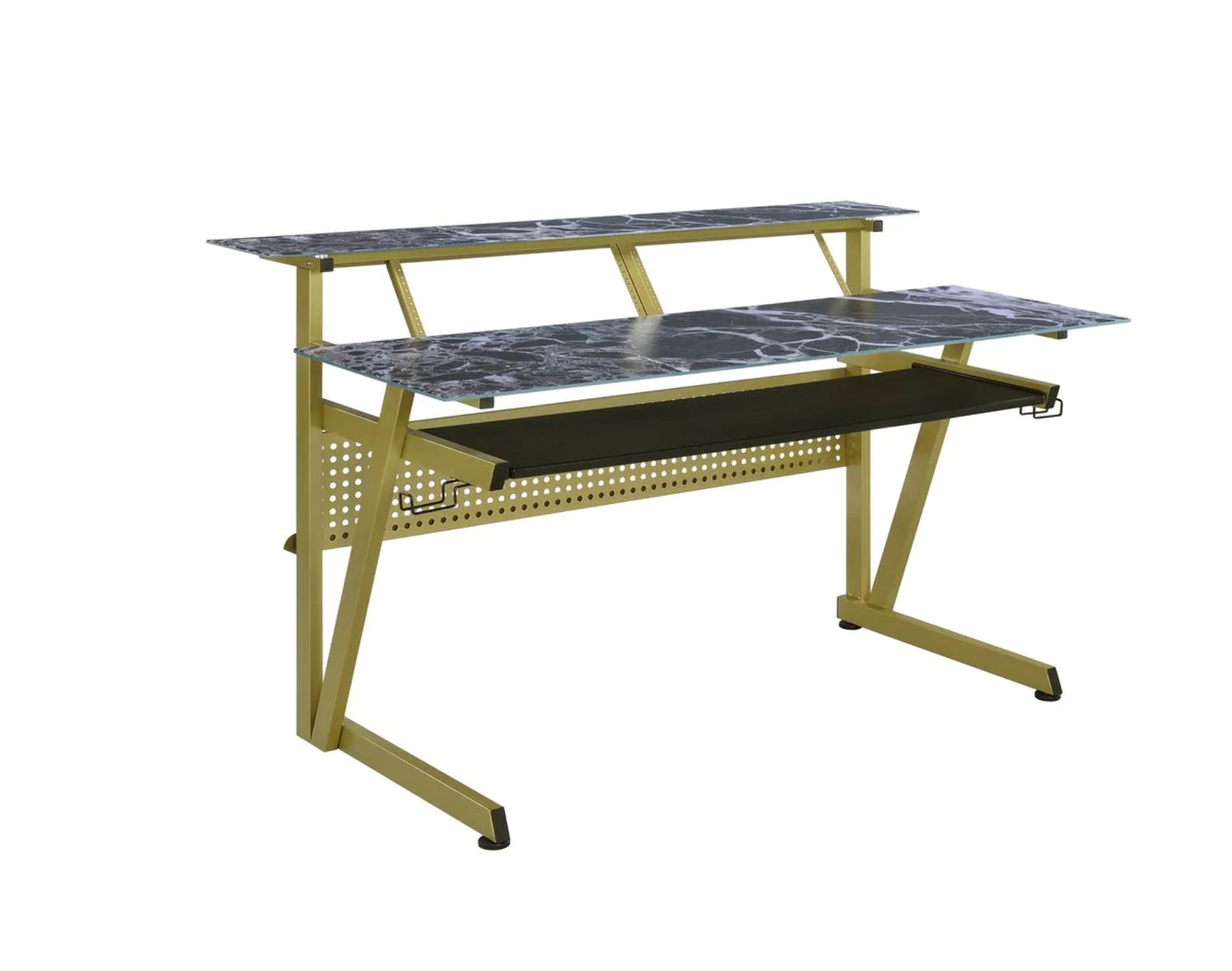 Musiea IM200 Series Tempered Glass Music Recording Studio Desk w 2 x 4U Rack Grey