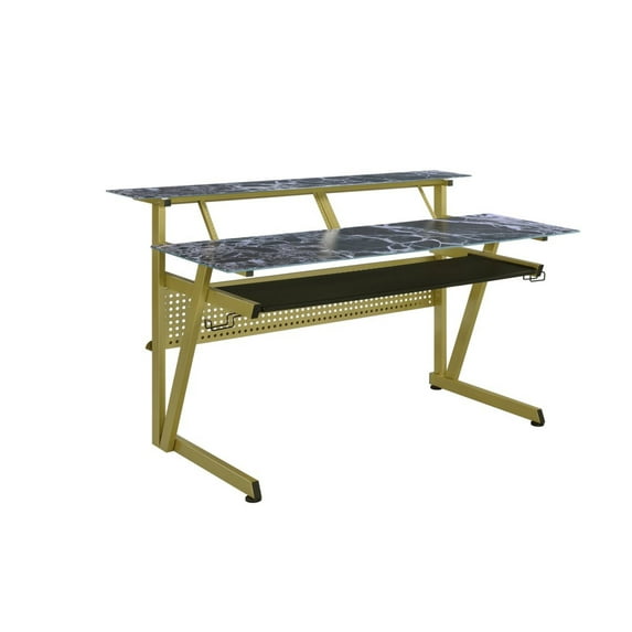 Musiea IM200 Series Tempered Glass Music Recording Studio Desk w/2 x 4U Rack