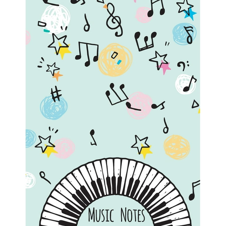 Musique Notes : Cahier de musique - Carnet de partitions - Papier manuscrit  - 11 portées par page - Pas de clef - 118 pages - Grand format  (21,59x27,94cm) (8,5p x 11p)