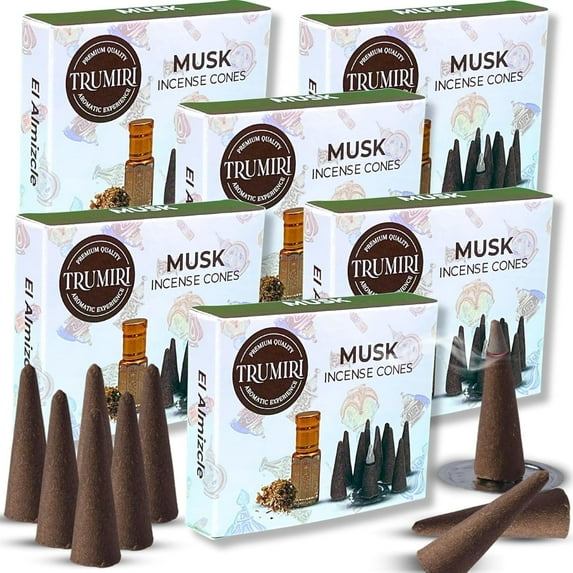 Musk Incense Cones - Total 60 Cones in Six Packs - Scented - Various Scents