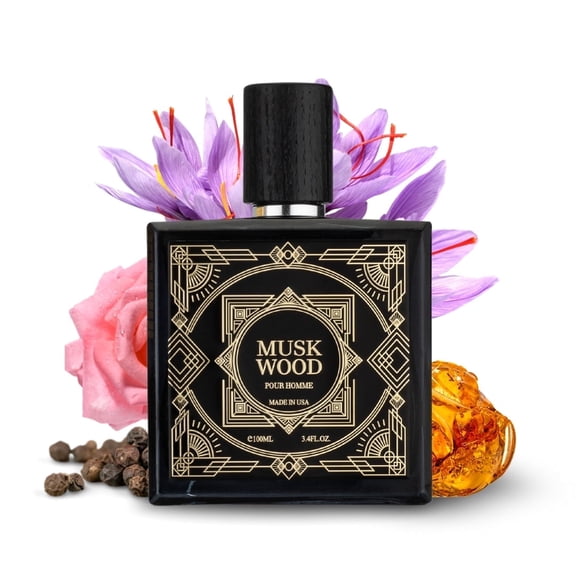 Musk Wood, Eau De Parfum For Men (3.4 Fl Oz / 100 ml) With Notes Of Saffron, Rose, Amber