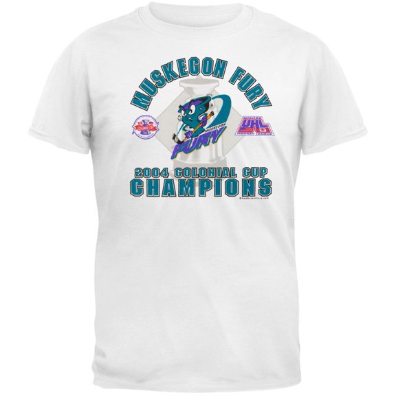 Muskegon Fury - 2004 Championship White Adult T-Shirt - 2X-Large