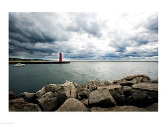 Muskegon South Breakwater lighthouse Lake Michigan Muskegon Michigan USA Canvas Art - (24 x 18)