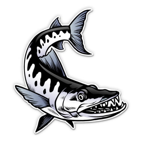 Muskie Fish Fishing - 5" Vinyl Sticker - For Car Laptop I-Pad - Waterproof Decal