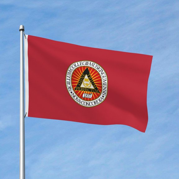 Muskingum University Logo 3x5 Ft Flag Double Sided Indoor Outdoor Double Stitched Polyester Flag With 2 Grommets-Both Side Can Be Read