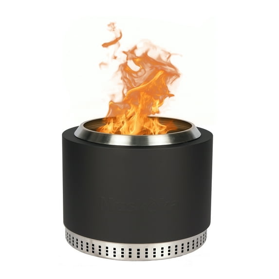 Muskoka 19.5" Black Steel/Stainless Steel Smokeless Wood Fire Pit with Lid, Poker & Protective Cover