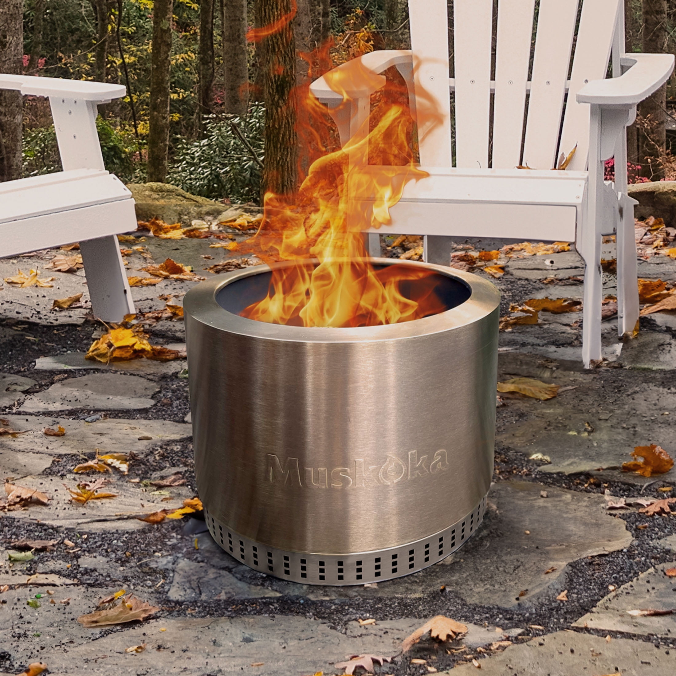 https://www.walmart.com/ip/Muskoka-19-5-Stainless-Steel-Smokeless-Wood-Burning-Fire-Pit-with-Protective-Cover/3483549035