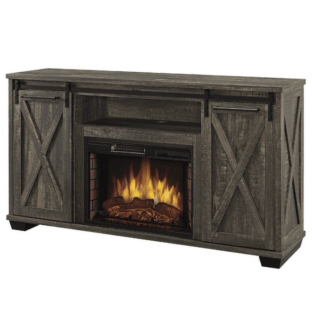 Rivington 58 in. Freestanding Infrared Electric Fireplace TV Stand with Sliding Barn Door in Barnboard Gray Rivington 58 in. Freestanding Infrared Electric Fireplace TV Stand with Sliding Barn Door in Barnboard Gray