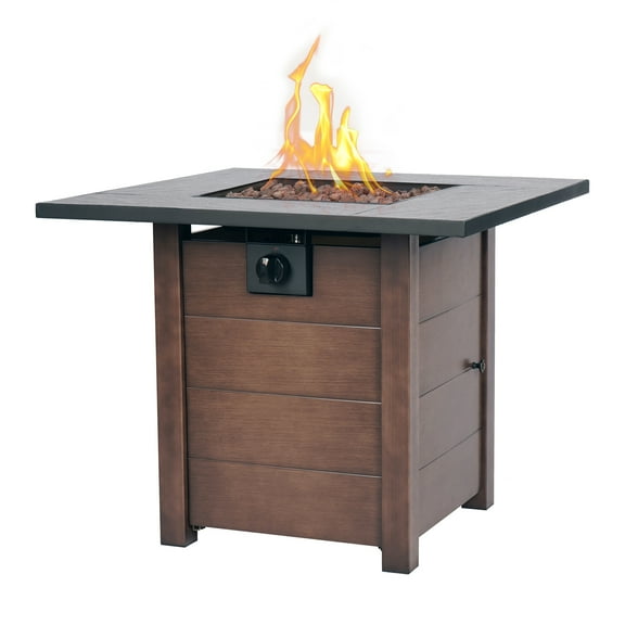 Muskoka 30" Square 50,000 BTU Propane Fire Pit Table with Lava Rock, Burner Lid and Protective Cover