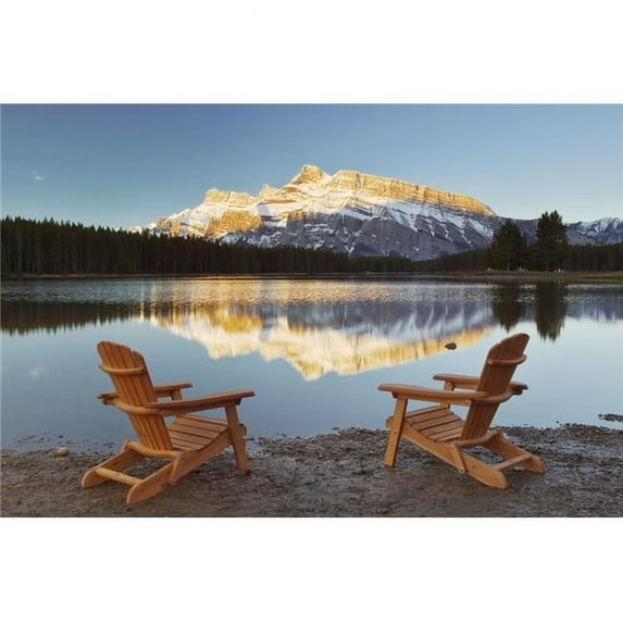 Muskoka Chairs In Front Of Mt Rundle And Two Jack Lake Banff National ...