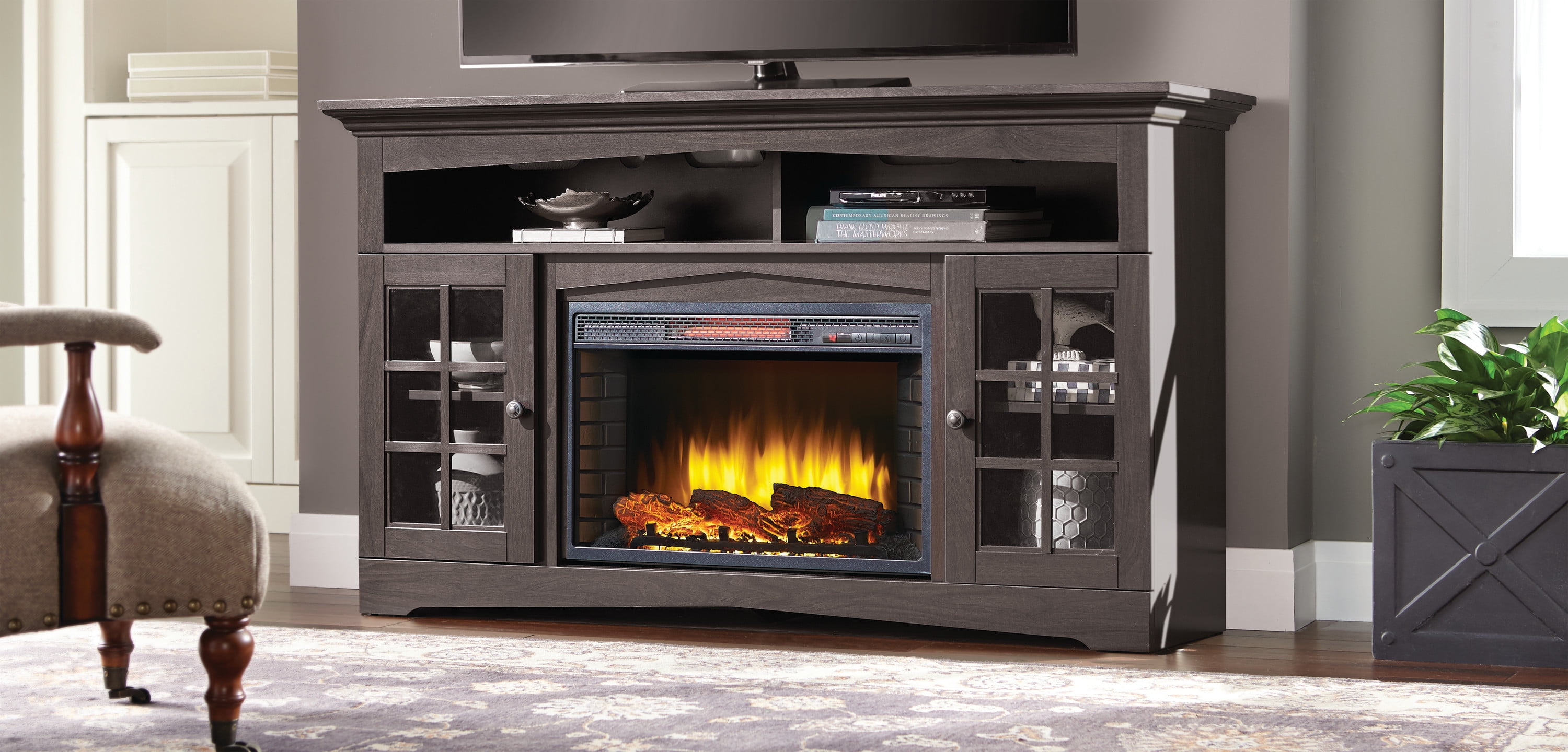 Muskoka Huntley 59 in. Rustic Wood Media Electric Fireplace Espresso Sansujyuku sansujyuku.com