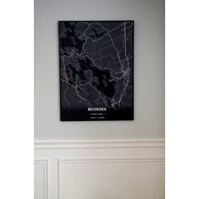 Muskoka Region Ontario Print Map Wall Art with Frame