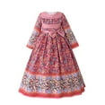 thumbnail image 1 of Muslim Abaya Dresses Girls Prayer Long Sleeve Princess Dress Embroidered Ramadan Clothing, Hot Pink, 7 Years, 1 of 7