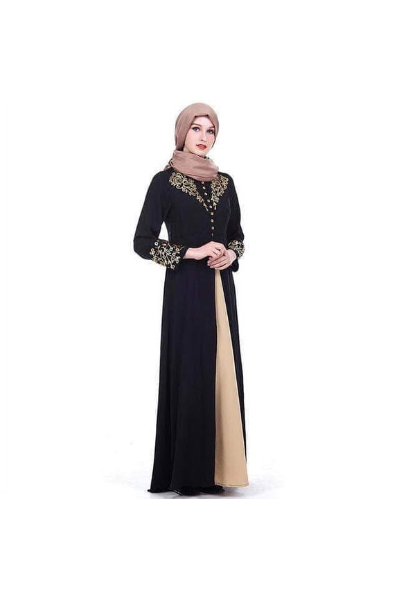 Muslim Black Robe Long Sleeve Cardigan Kaftan Elegant Dresses