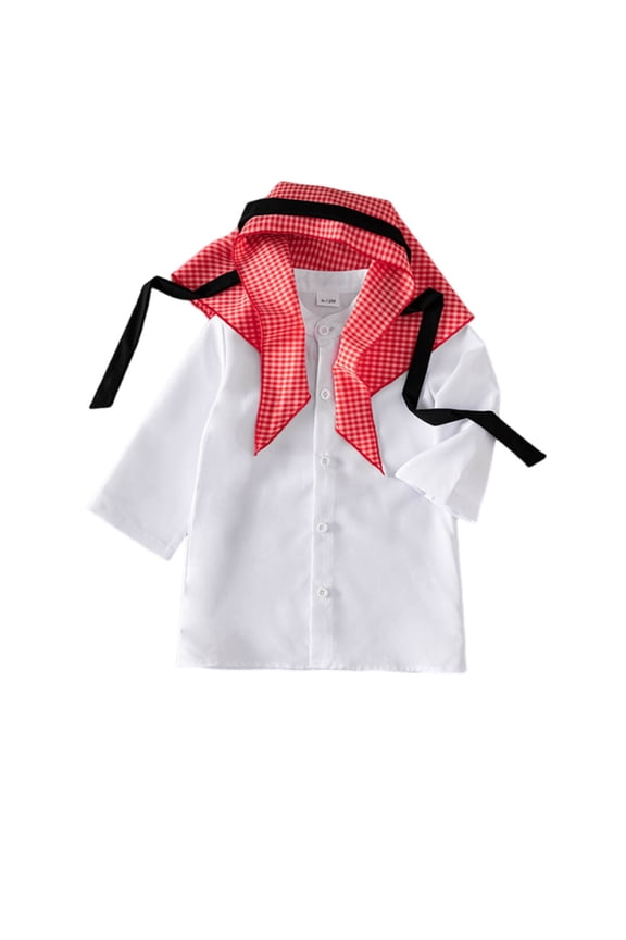 Boys Clothes Set-with Head Scarf + Rope Ramadan Eid Outfit (White,24M)