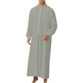 thumbnail image 1 of Muslim Clothes for Men Sale Clearance Muslim Robe Long Sleeve Nightshirt Button Muslim Kaftan Thobe Muslims Dresses with Pockets Ethnic Thobe Lounge Jubba Sarong Long Gown, 1 of 5
