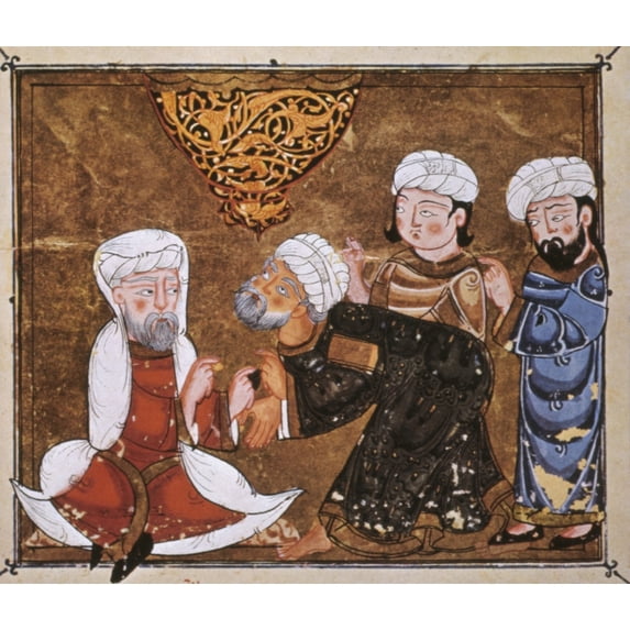 Muslim Court 1334 A.D. Nabu Zayd Pleads Before The Cadi Of Ma'Arra Magamat Of Al-Hariri Illuminated Manuscript 1334.
