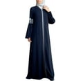 thumbnail image 1 of Muslim Dress for Women Plus Size Summer Dresses Abaya Kaftan Clothing Loose Full Cover Middle East Arabia Maxi Dress, 1 of 9