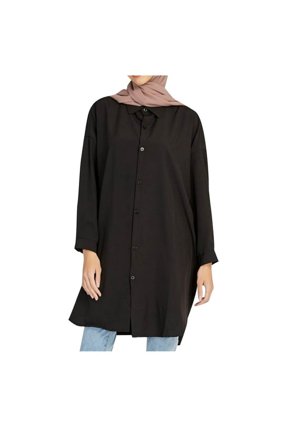 Muslim Dresses for Women Abaya Button Down Blouse Henley Shirt Prayer Dress Batwing Long Sleeve Middle East Arabian Robe Turkey Kaftan