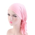 thumbnail image 1 of Muslim Hat for Women Reversible Adjustable Beading Braid Hat Fashion Muslim Ruffle Cancer Wrap Cap Sleep Caps Satin Lined Hair Bonnets Wrinkled Headcap Elastic Hairband, 1 of 4