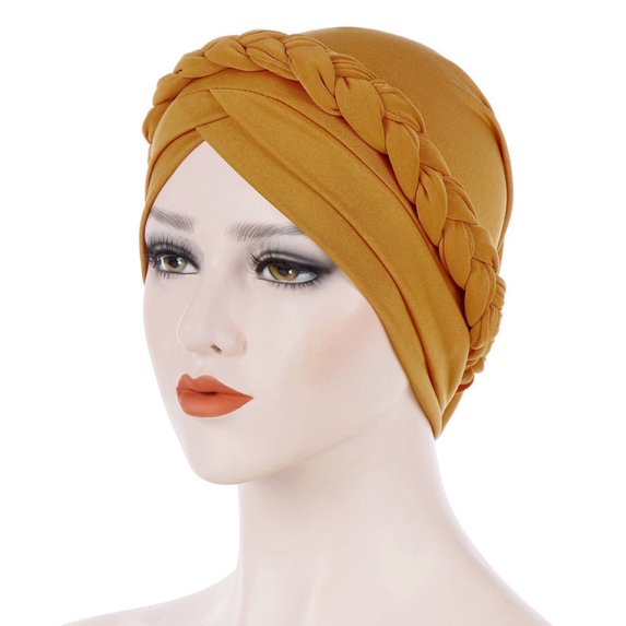 Muslim Hat for Women Solid One Tail Chemo Beanie Scarf Turban Elastic Warm Wrap Cap Reversible Adjustable Beading Braid Hat Muslim Ruffle Cancer Wrap Cap Sleep Cap