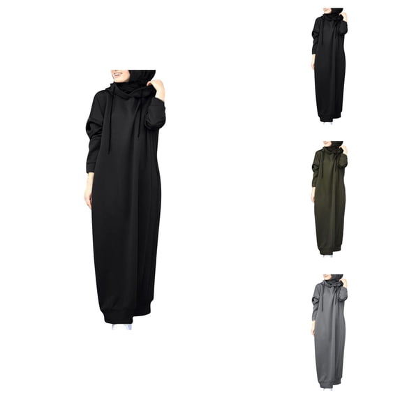 Hoodies for Women 2025 Abaya Dress Dresses Long Sleeve Hoodie Dress Hooded Sweatshirt Women Pullover
