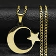 thumbnail image 1 of Muslim Islam Moon Star 14K Yellow Gold Chain Necklaces for Men's And Women Gold Color Necklace Jewelry collares de mujer, 1 of 6