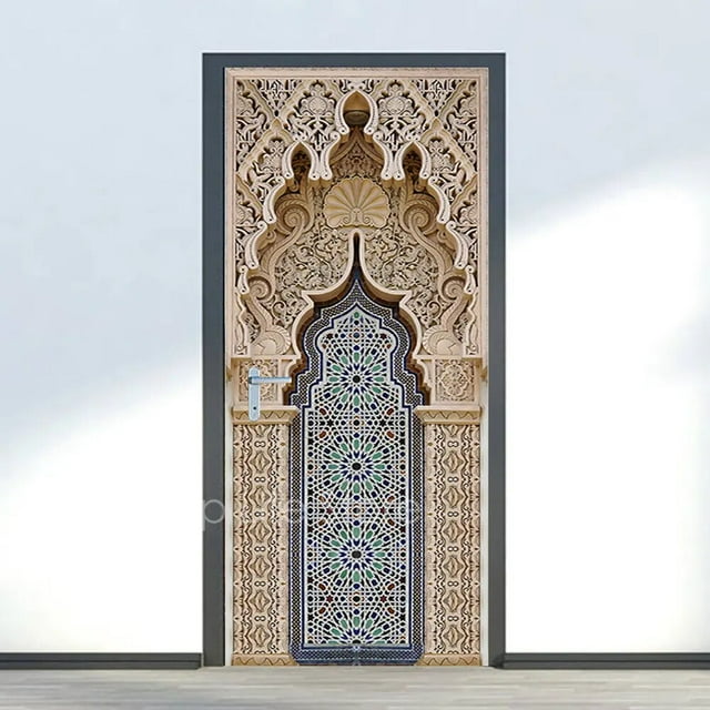 Muslim Islamic Style Door Sticker Retro Arch Architectural Design Mecca ...