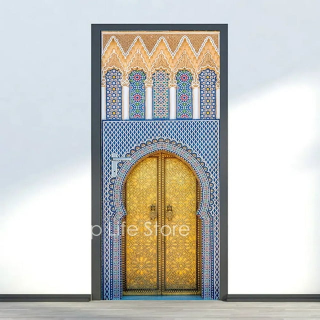 Muslim Islamic Style Door Sticker Retro Arch Architectural Design Mecca ...