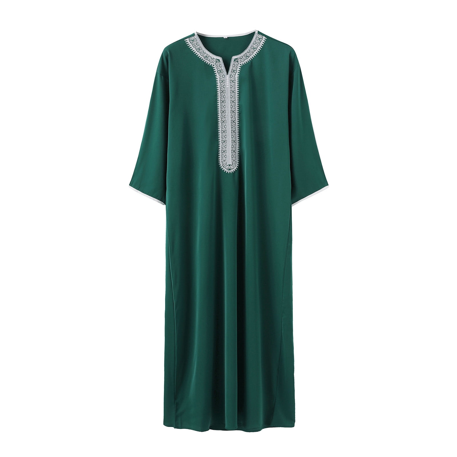 Thobe Men'S Kaftan Robe Half Sleeve Embroidered Middle East Arab Dubai ...