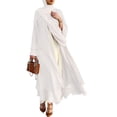 thumbnail image 1 of Muslim Long Sleeve Flowy Maxi Cardigan Islamic Open Front Kimono Abaya Robe Turkey Kaftan Solid Color Belted Loose Dress, 1 of 17