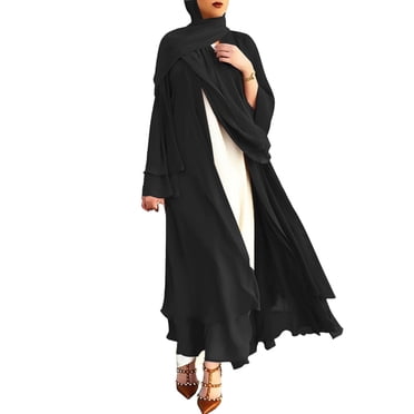 green emerald velvet dress Everyday Elegance Open Abaya & Dress Set main image 1