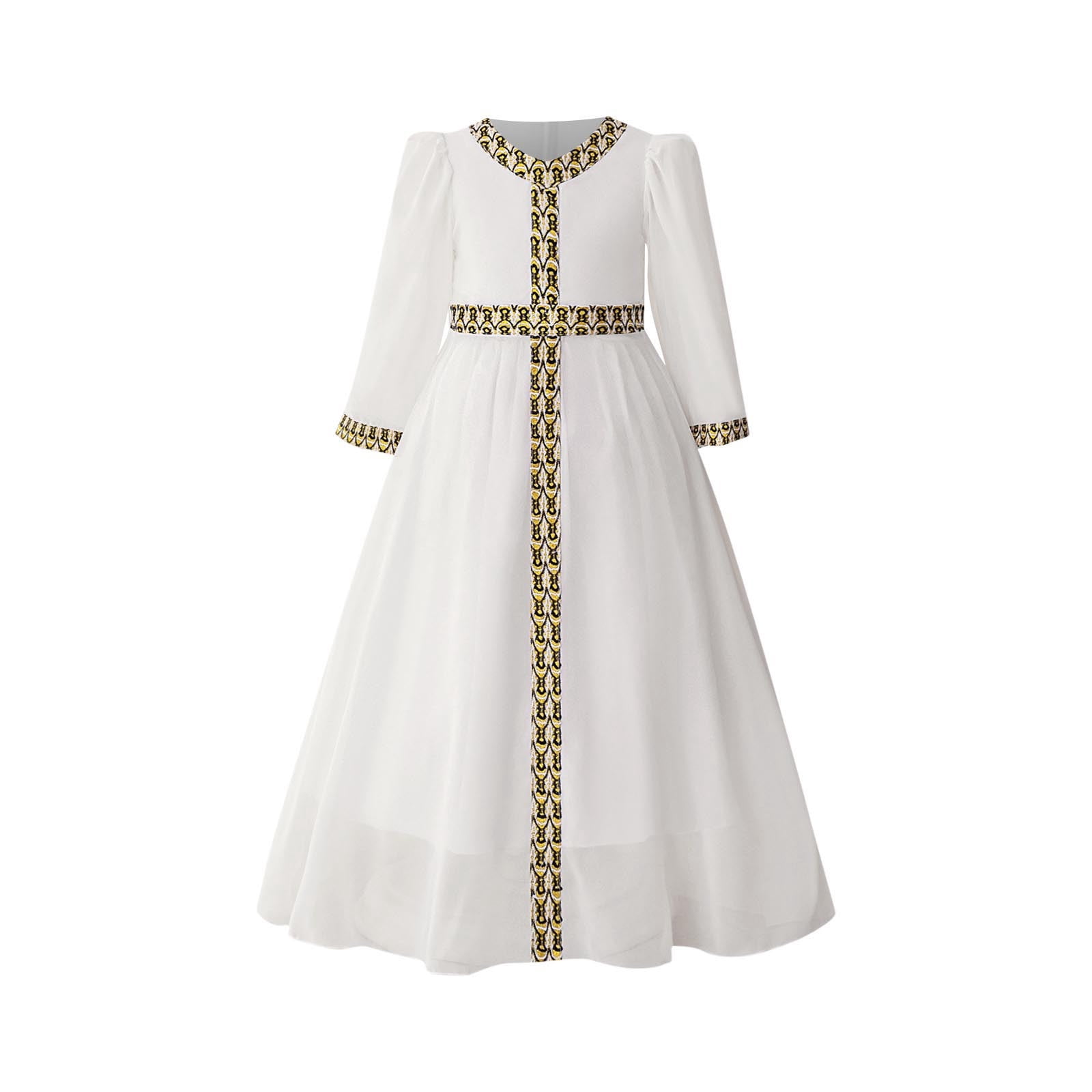 vokkrv Muslim Maxi Dress for Girls Kids Long Sleeve Zip Up Long Robe with Belts Vintage Classic V Neck Abaya Flowy Casual Modest Embroidered Dresses vokkrv Muslim Maxi Dress for Girls Kids Long Sleeve Zip Up Long Robe with Belts Vintage Classic V Neck Abaya Flowy Casual Modest Embroidered Dresses
