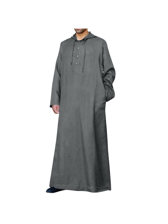 Muslim Men Long Sleeve Thobe Middle East Saudi Arabia Kaftan Islamic Abaya Dress Dubai Caftans Big and Tall Robes