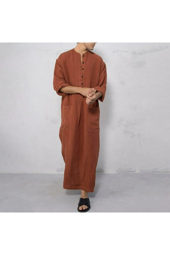 Muslim Men Robe Baggy Arab Thobe Jubba Kaftan Robes Clothing Long Gown