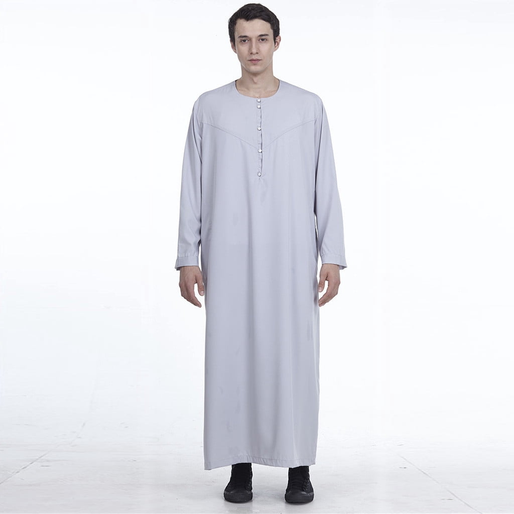 Muslim Mens Clothing Saudi Arab Long Sleeve Thobe Islamic Jubba Thobe Man Kaftan