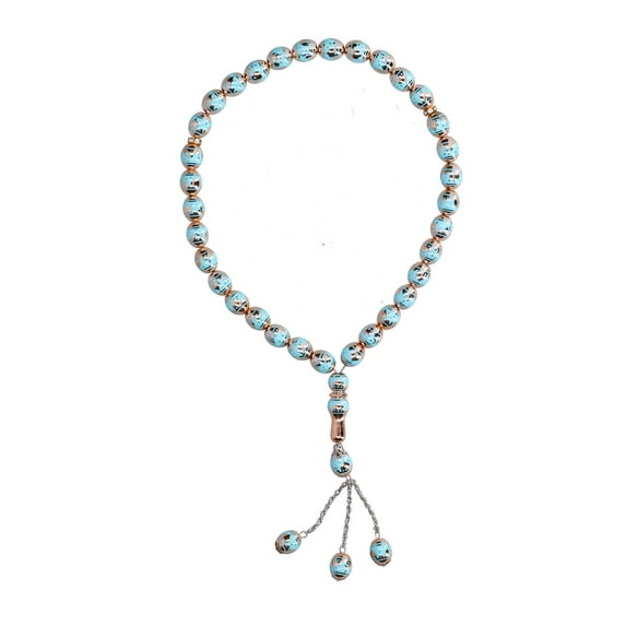 Muslim Prayer Beads Bright Colors Eye Catching Fine Texture Comfortable Grip Tasbih Prayer Beads Muslim Rosary 33 Grain Laser Laser Mosque Rosary Lake Blue (Lake Blue)