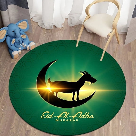 Muslim Prayer Kawaii Printed Round Carpet Children's Living Room Mat Floor Mat Yoga Mat Bedroom Chair Non Slip Mat New Year Gift